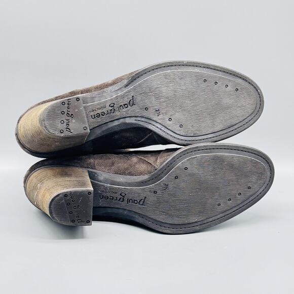 Paul Green Boots Womens 10 Brown Suede Heeled Ankle Booties Side Zip Comfort - Picture 8 of 11